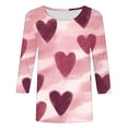 thumbnail image 5 of Styesk T-Shirts pour Femmes à Manches 3/4 Longueur, Imprimé Cœur, Hauts de Sortie, T-Shirts Confortables et Doux à Col Rond, Chandail à Enfiler, T-shirt Léger de Mode, Graphique de la Saint-Valentin, Grande Taille, Hauts Décontractés, 5 of 5