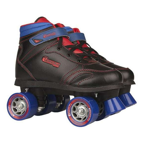 Chicago Boys' Quad Roller Skates Black/Red/Blue Sidewalk Skates, Sizes J12-5