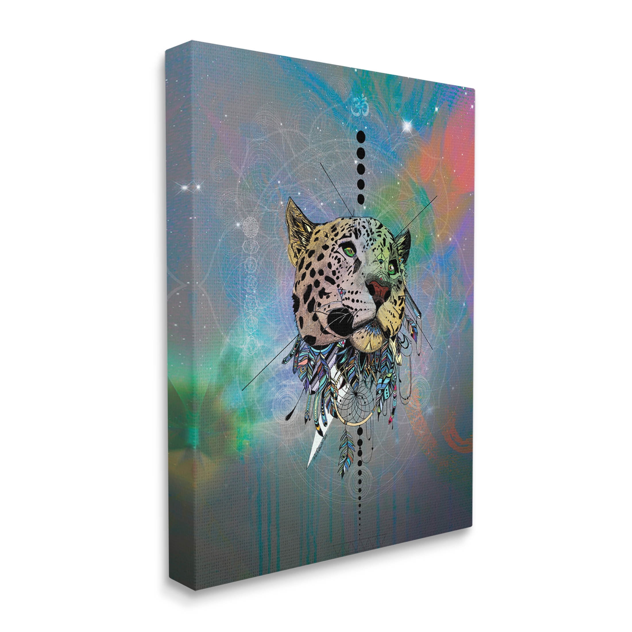 Stupell Industries Fractal Dreamcatcher Jaguar Graphic Art Gallery Wrapped Canvas Print Wall Art, Design by Karin Roberts