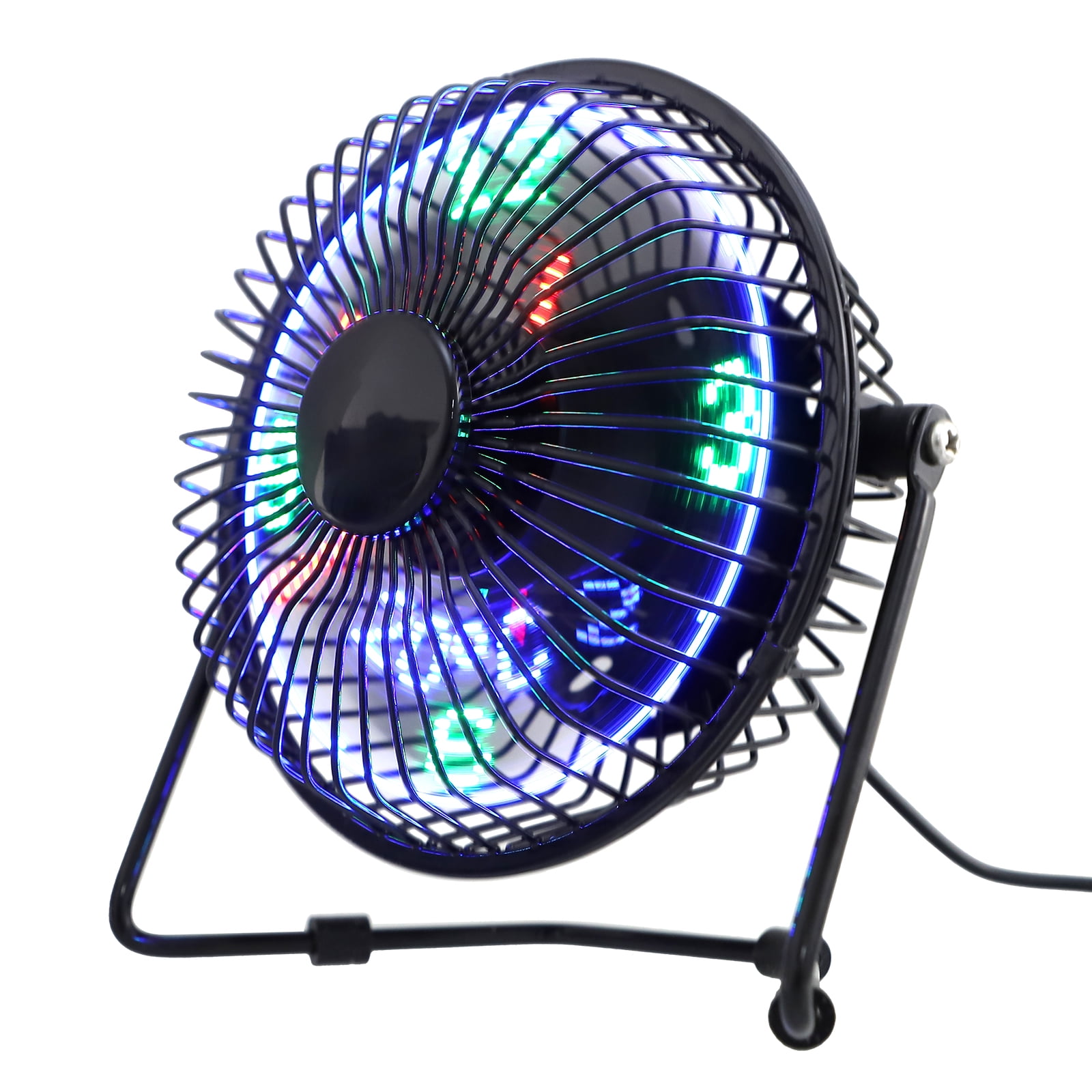 Mini Desktop USB LED Clock Cooling Fan Portable Metal Build in Message