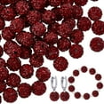 thumbnail image 1 of 100 Pcs Perles en Strass Rouge Foncé 10mm Perles en Argile Pavé Boule Disco Rondes Perles en Argile pour Fabrication de Bijoux Collier Bracelet Décoration de Fête, 1 of 9