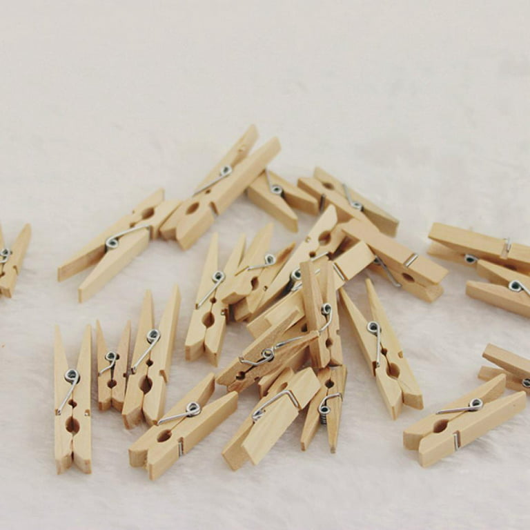 Balems 50 Pcs Very Small Mine Size 25mm Mini Natural Wooden Clips for Photo Clips Clothespin Craft Decoration Clips, Men's, Beige
