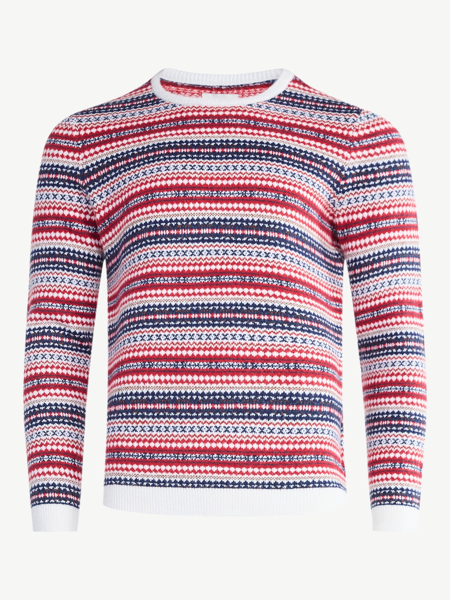 Free Assembly Men's Fair Isle Sweater with Long Sleeves, Size XS-3XL