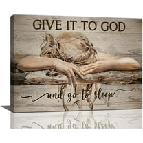 Canvas Prints Give It To God and Go To Sleep Sign Wall Art Inspirational Scripture Quotes Poster Painting Modern Artwork For Living Room Bedroom Decor Unframed 16''x12''