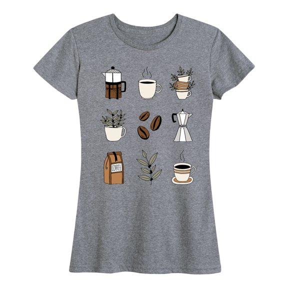 Instant Message - Coffee Grid - Women's Short Sleeve Graphic T-Shirt
