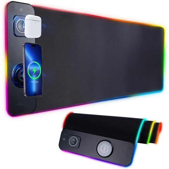 XIHAMA 3 in1 Wireless Charging RGB Gaming Mouse PAD, 15W 10 Light Modes, 800*300*4mm LED Magnetic Wireless Charging Mouse, Pad Desk Pad, Illuminated Mouse Pad for Ql Wireless Standard Phones/Watches