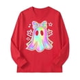 thumbnail image 5 of KPOPLK Halloween Shirts for Kids Boys Girls Ghost Tshirt Long Sleeve Funny Tee Tops Toddler Halloween Tshirt(9-10 Years,Red), 5 of 5