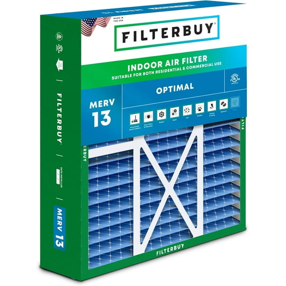 Filterbuy 16x20x5 Air Filter MERV 13 Smoke Defense, Pleated HVAC AC Furnace Filter Replacement for Honeywell & More, 1-Pack