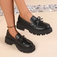 thumbnail image 6 of ZunFeo Womens Chunky Platform Loafers with Fringe and Bow, Black Lug Sole Slip-On Comfortable Work Shoes,,Size 9.5, 6 of 8