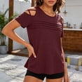 thumbnail image 5 of Summer Tops for Women Plus Size Summer Solid Color Slant Neck Sleeveless Top Womens Blouses Wine XS, 5 of 10
