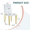 thumbnail image 2 of Set of 2 White Pu Leather Backrest Chairs with Gold Metal Legs -A Perfect Match, Suitable for Minimalist and Contemporary Home Decor Styles, with Product Dimensions of 16.2*18.5*34.6 Inches, 2 of 9