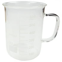 Beaker Mug 600ml with Handle and Pour Spout Borosilicate Glass.
