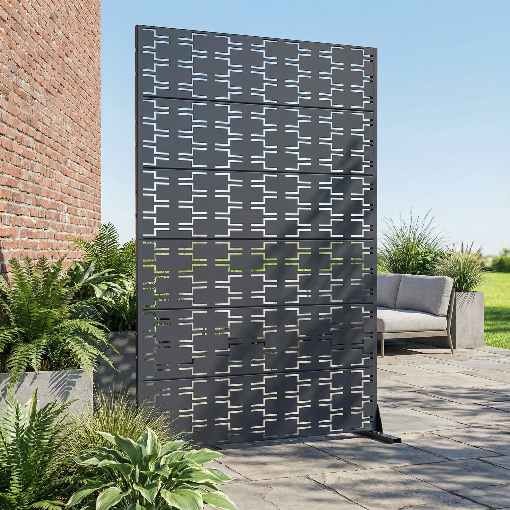 MAYEERTY 72x47 Gray Outdoor Natural Privacy Panel Screen, 6 Piece Set Natural Folding Divider for Backyard and Garden