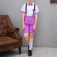 thumbnail image 4 of WRKEKC Boys 2 Piece Outfits Short Sleeve Turn Down Collar Suit with Suspenders and Bow Tie Performance Set for 3-18 Years, 4 of 4