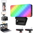 thumbnail image 1 of Luz para selfies con clip, 78 cuentas LED, luz de vídeo LED de 9 colores regulable 2600-6000K con batería de 3000 mAh, CRI 95+, 3 modos de luz, 1 of 5