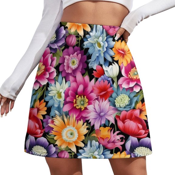 Lily Floral Skirt Summer Flowers Street Style Casual A-line Skirts Elegant Mini Skirt Fem