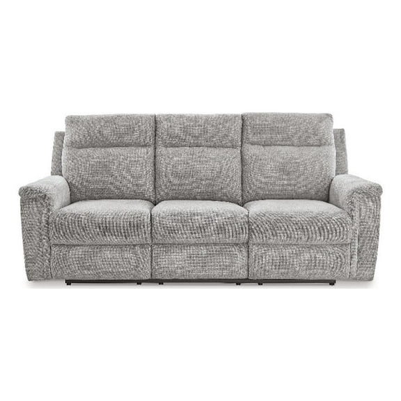 Bowery Hill Polyester Contemporary Ash Finish Power Reclining Sofa