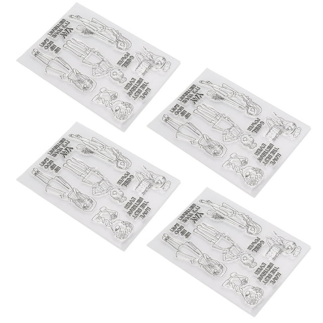 Timbres Transparents, 4 Pcs Timbres Transparents à Coller, Timbres Décoratifs à Haute Intensité