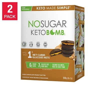 No Sugar Keto Bomb Dark Chocolate Peanut Butter Brownie, 2-pack
