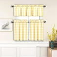 thumbnail image 6 of Buffalo Check Window Kitchen Tier Set, Yarn Dyed Curtains for Kitchen Small Cafe Curtains for Window Treatment Set Rod Pocket Half Window Curtain, 28" W x 36" L, Yellow/White, 6 of 6