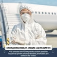 thumbnail image 4 of Medical Nation Disposable Hazmat Suit with Hood, 4XL, Heavy-Duty, Breathable & Water-Resistant Coverall, White, 02-Pack, 4 of 8