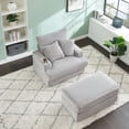 thumbnail image 3 of Upholstered Armchair with  Ottoman , Sleeper Chair ,Corduroy Chaise Longue Chair , Comfy Deep Seat Oversized Chaise Lounge Indoor with cup holder, 3 of 12