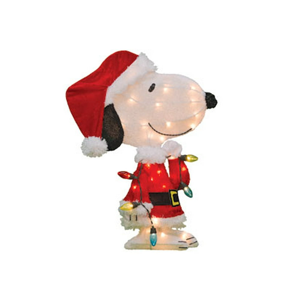 24&quot; Peanuts Pre-Lit Snoopy with Strand of Lights Christmas Yard Art