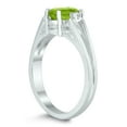 thumbnail image 2 of SZUL Women's 7X5MM Peridot and Diamond Open Three Stone Ring in 10K White Gold, 2 of 4