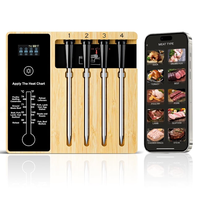 Termómetro inalámbrico para carne NIGOGOR 4 sondas Bluetooth 5.2