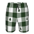 thumbnail image 3 of Goofa Green White Lumberjack Plaid Printed Mens Swim Trunks Summer Quick Dry Short Beach Swimwear Bathing Suits-3X-Large, 3 of 9