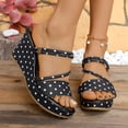 thumbnail image 2 of Wedge Sandals for Women Polka Dot Open Toe Strappy Platform Slides Heels Comfortable Non Slip Causal Summer Walking Shoes Black Size 8.5, 2 of 6