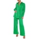 thumbnail image 1 of VISgogo Traje Casual para Mujer, Camisa de Solapa con Botones de Color Sólido de Manga Larga + Pantalones Largos de Pierna Ancha VISgogo moda, 1 of 8