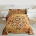 thumbnail image 2 of jejeloiu Retro Bohemian Flowers Queen Comforter Set,Rustic Damask Pattern Bedding Sets,Orange Vintage Floral Bedding Comforter Set For Men Womwn,Microfiber Bedroom Decor Reversible,3pcs, 2 of 8