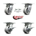 thumbnail image 2 of 4 Inch V Groove Semi Steel Swivel Caster Set 2 Swivel Locks 2 Brakes SCC, 2 of 2