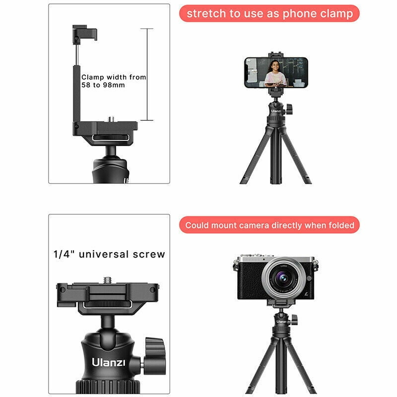 Ulanzi MT-34 Universal 360° Ballhead Phone Clamp Tripod Stand For Phone DSLR