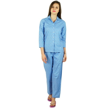 

Bimba Womens Cotton Night Wear Printed Pajama Set Full Sleeve Shirt with Pyjama