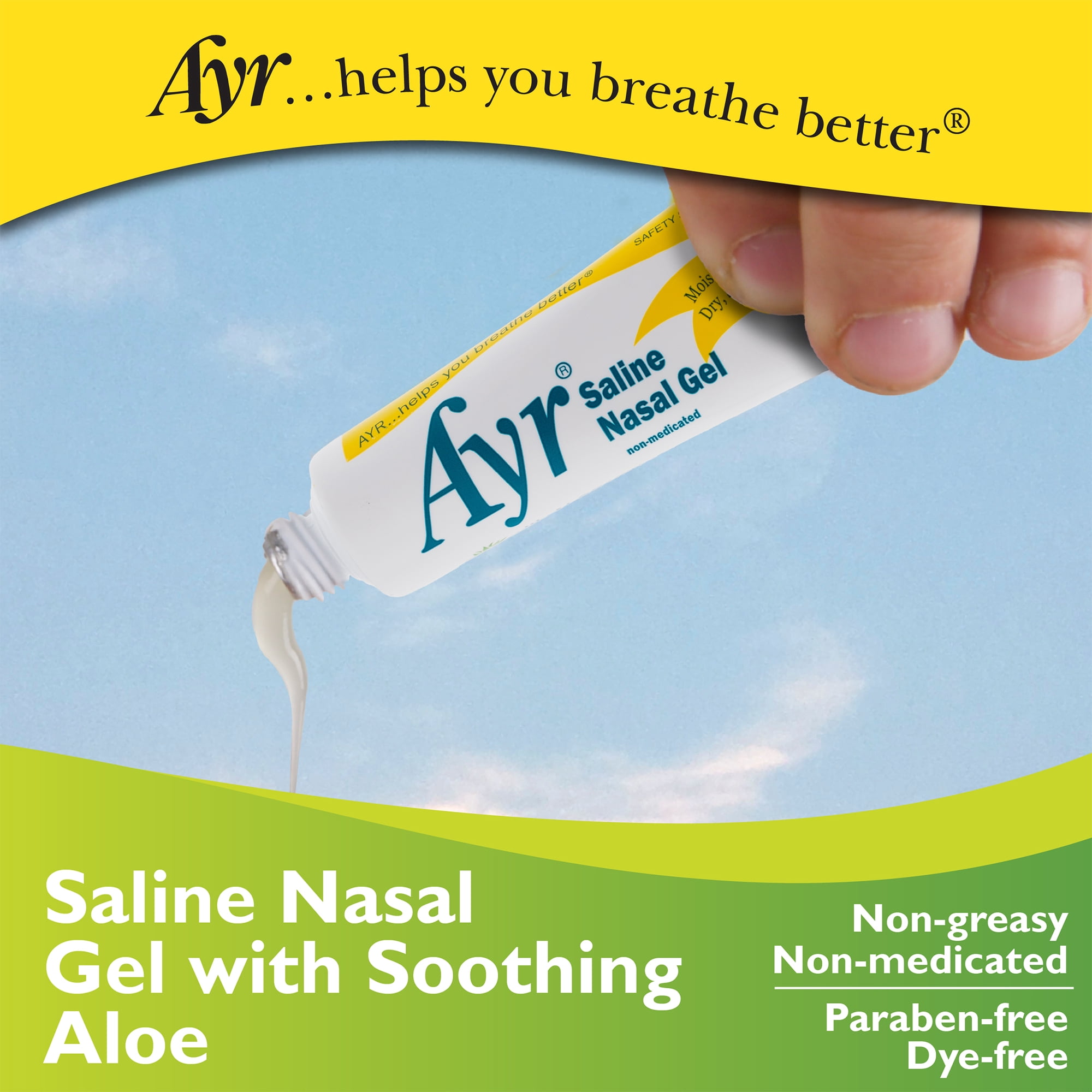 Ayr Saline Nasal Gel with Soothing Aloe, For Dry Noses, 0.5 oz