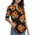 thumbnail image 2 of Traleubie Plus Size Floral Tunic Tops for Womens 3/4 Roll Sleeve V Neck Blouses Long Sleeve Shirts of Female, 2 of 7
