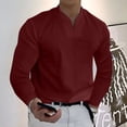 thumbnail image 2 of Hfyihgf Long Sleeve V Neck T Shirt Mens Fashion Casual Solid Color Gentleman's Business Work Shirts Long Sleeve Fitness Tees Tops(Wine,3XL), 2 of 8