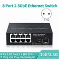 thumbnail image 2 of 8 Port Ethernet Switch 2.5Gbps Network Switcher + 1 Port 10G Fiber Slot Home Lab Network Switch Plug and Play-EU Plug, 2 of 5