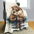 thumbnail image 2 of Otter Blanket Cute Animal Fleece Blanket Soft Fuzzy Plush Throw Blankets for Couch Bed 40"x50", 2 of 6