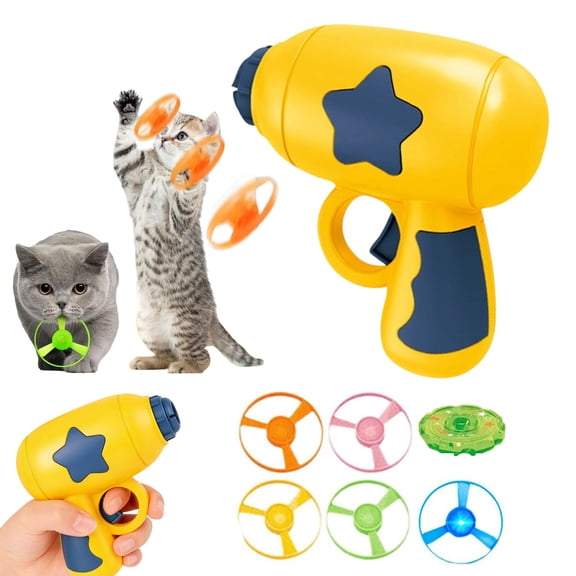 Pet Flying Disc Launcher, Interactive Cat Toy, LED Catapult Toycat toys for indoor catsflying propeller toycat fetch toycat fetch toy launcherfor Cat Playing Tracking Interactive Toys for Kitten