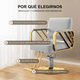 thumbnail image 2 of Sillon Silla Barberia Estetica 360° Moderna Tipo De Respaldo Fijo Gris Y Dorado Redonda, 2 of 6