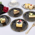 thumbnail image 4 of 60PCS Black and Gold Plastic Plates, Heavy Duty Black and Gold Disposable Plates Premium 7.5 inch Black Dessert Cake Salad Appetizer Plates Hard Plastic Plates Disposable for Party, 4 of 17