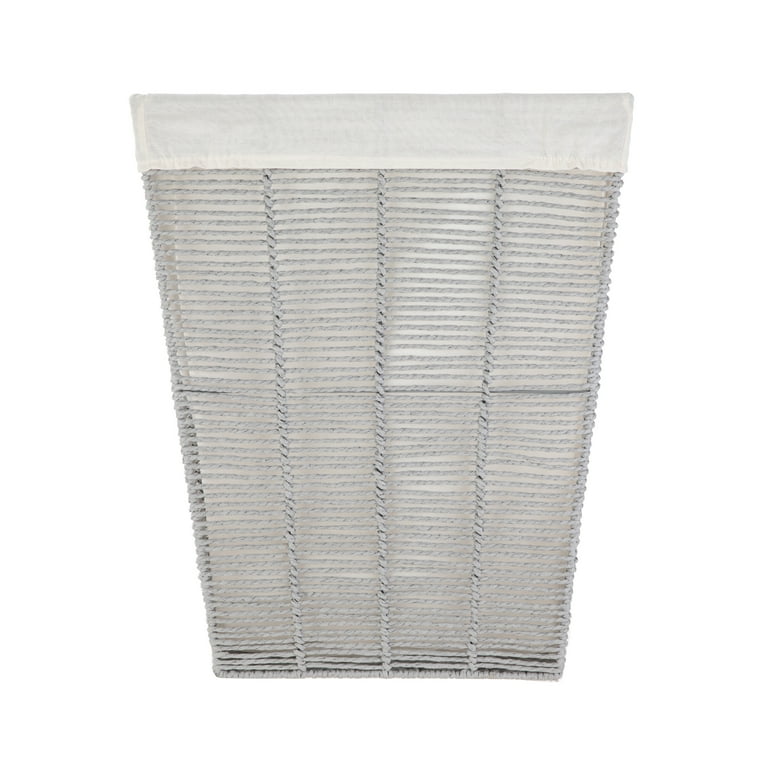Gray Woven Paper Rope Laundry Hamper With Removable Liner photo 1