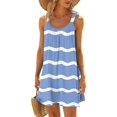 thumbnail image 2 of bnaln Ladies Dresses Womens Summer Beach Sundress Cover Ups Striped Printed Above the Knee Dresses Athletic Casual Short Tank Dress Tshirts Dresses Sleeveless Mini Dress, 2 of 5