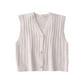 thumbnail image 1 of Chaleco de mujer Chaleco sin mangas con botones Top de punto con cuello en V informal, rosa blanco Inevent AP001560-04B, 1 of 7