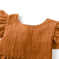 thumbnail image 4 of Efsteb Summer Dress for Girls Cotton Linen Ruffle Backless Sleeveless Casual Beach Party Dresses (Orange,9 Months), 4 of 7