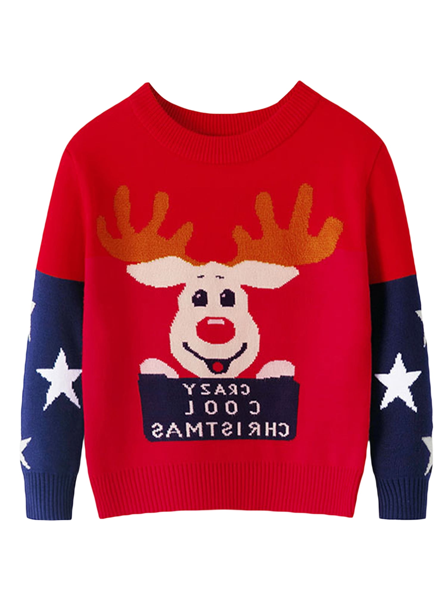 Baby Boys Sweatshirts Christmas Reindeer Fleece Crewneck Pullover Xmas Winter Warm Sweaters Tops 2t-6t 