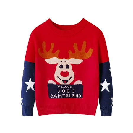 

SUNSIOM 2-7Y Christmas Kids Boy girl Sweater Knit Pullover Long Sleeve Elk Winter Tops Xmas Clothes